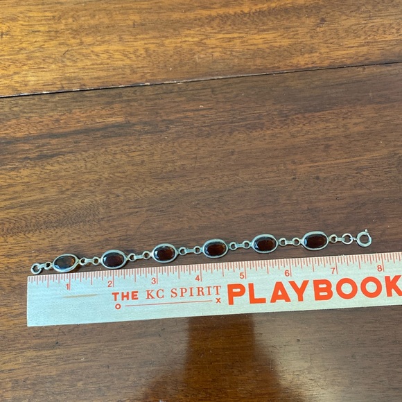 Sterling Silver & Chocolate Topaz Bracelet 6 large 3/8” by 5/8” stones approx 8” - Picture 4 of 7